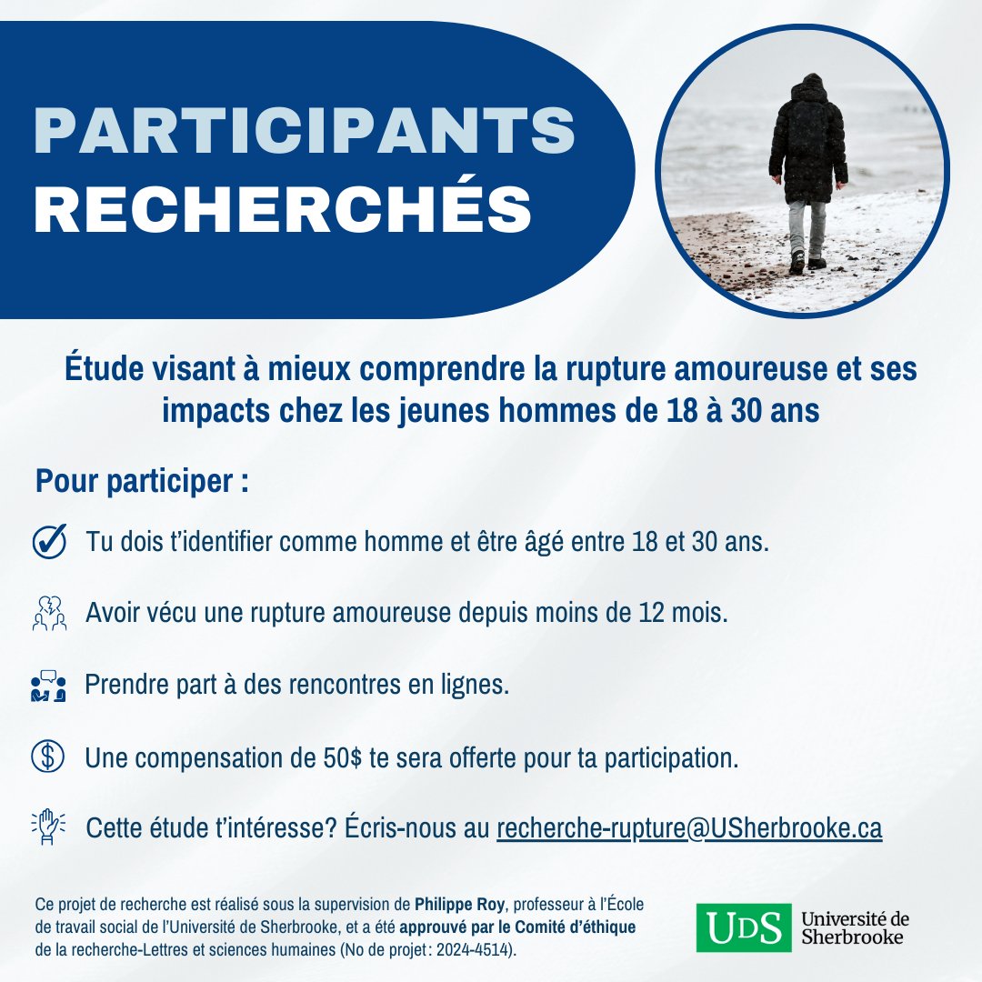 Lettres et sciences humaines (@flshudes) on Twitter photo Tu es un jeune homme âgé de 18 à 30 ans ayant vécu une rupture amoureuse dans les 12 derniers mois? 💔 Cette étude menée par une équipe de recherche de l'<a href="/USherbrooke/">Université de Sherbrooke</a> pourrait t’intéresser! bit.ly/3Pui18I #recherche Tu es un jeune homme âgé de 18 à 30 ans ayant vécu une rupture amoureuse dans les 12 derniers mois? 💔 Cette étude menée par une équipe de recherche de l'<a href="/USherbrooke/">Université de Sherbrooke</a> pourrait t’intéresser! bit.ly/3Pui18I #recherche