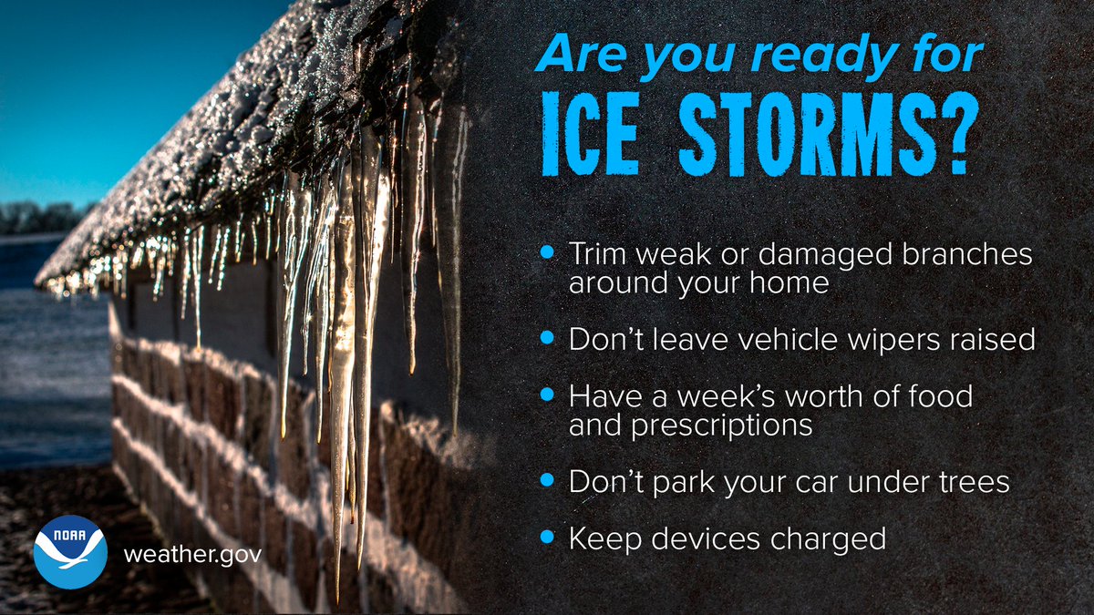 🌨️ Weather Ready Wednesday! Is your home ready for an ice storm? Stock food and meds, trim weak branches, and avoid parking under trees. Learn more: weather.gov/safety/winter-… PRI is a Weather-Ready Nation Ambassador. #WeatherReady