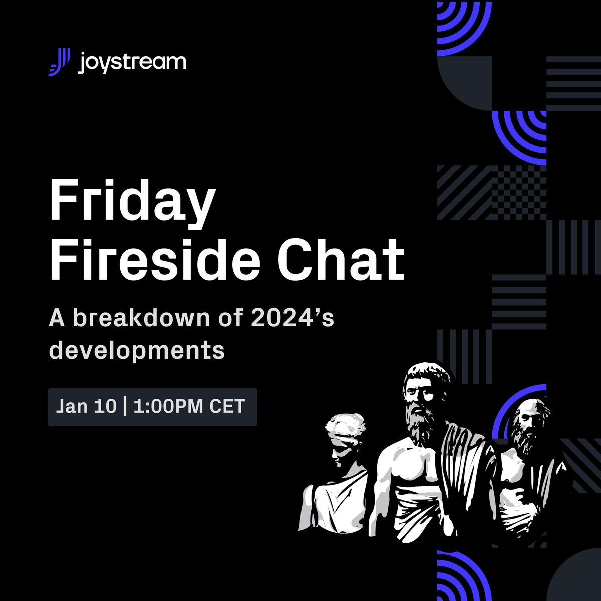 JoystreamDAO's tweet image. 🔥 Join our next Fireside Chat this Friday at 1 PM CET, covering
📊 2024 in Review
❓ Community Q&A
Join us: x.com/i/spaces/1mrGm…