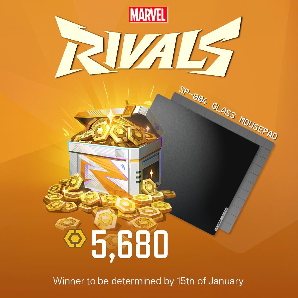 Marvel Rivals News (@mrivalshub) on Twitter photo 🔥Marvel Rivals Lattice & Glass Mousepad GIVEAWAY🔥
🏆Prizes:
1️⃣ 5,680 Marvel Rival Lattice Coins
2️⃣ SP-004 Glass Mousepad
➡️ TO ENTER:
✅ Follow @WALLHACKHQ + <a href="/MRivalsHub/">Marvel Rivals News</a>
✅ Like & Retweet
✅Comment your platform
✅🔔Turn Notifications ON 🔔 for our posts
⏰Giveaway ends in 🔥Marvel Rivals Lattice & Glass Mousepad GIVEAWAY🔥
🏆Prizes:
1️⃣ 5,680 Marvel Rival Lattice Coins
2️⃣ SP-004 Glass Mousepad
➡️ TO ENTER:
✅ Follow @WALLHACKHQ + <a href="/MRivalsHub/">Marvel Rivals News</a>
✅ Like & Retweet
✅Comment your platform
✅🔔Turn Notifications ON 🔔 for our posts
⏰Giveaway ends in