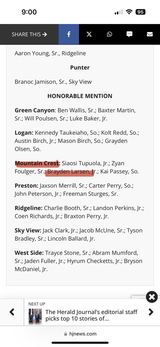 Honored to be named Honorable Mention for the All Valley Team by <a href="/hjsports/">HJ Sports</a> 
<a href="/coach_visser/">Coach Ryan Visser</a>