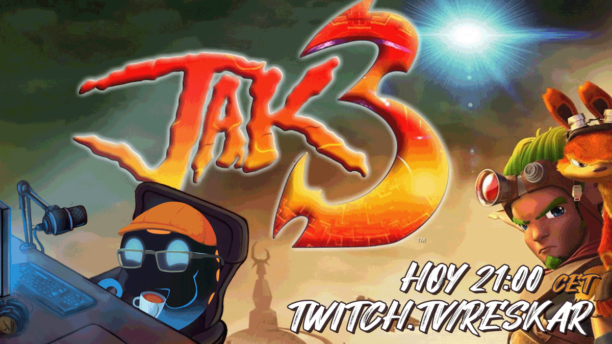 Volvemos con mas Jak3 aunque esto parezca madmax, que no os engañe!  
🎮 Jak 3 
🕰️ 21:00 CET 
📡 Twitch.tv/reskar
📡 youtube.com/Reskarrakser 

Lo veremos con un buen #Téenelabismo #twitch #stream #chill #jak3