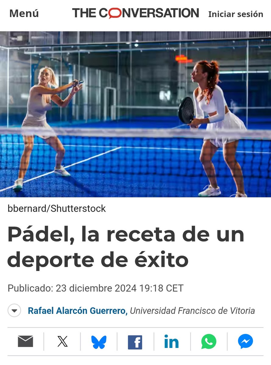 👉 "PÁDEL, la receta de un deporte de éxito" publicado en The Conversation. Algunos datos sobre la ascensión meteórica de nuestro querido deporte  📎 planetapadel.com/2025/01/padel-… // #padelinternacional #padel #theconversation #padeltheconversation #datospadel #historiapadel