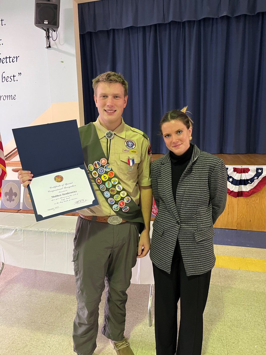 CongressmanKean's tweet photo. Team Kean was honored to present Matt Stenderowicz from Troop 95 with a certificate of recognition to commemorate his achievement of the rank of Eagle Scout. Congratulations on this amazing accomplishment, Matt! https://t.co/L1QN9BsW1G