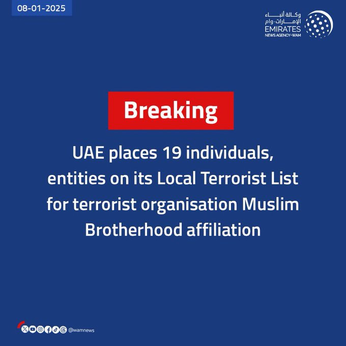EYakoby's tweet photo. BREAKING: The UAE has placed 19 individuals and entities on its Local Terrorist List for terrorist organization Muslim Brotherhood affiliation. EIGHT of the entities are based in the United Kingdom.

The UAE is sanctioning entities in the UK, let that sink in.