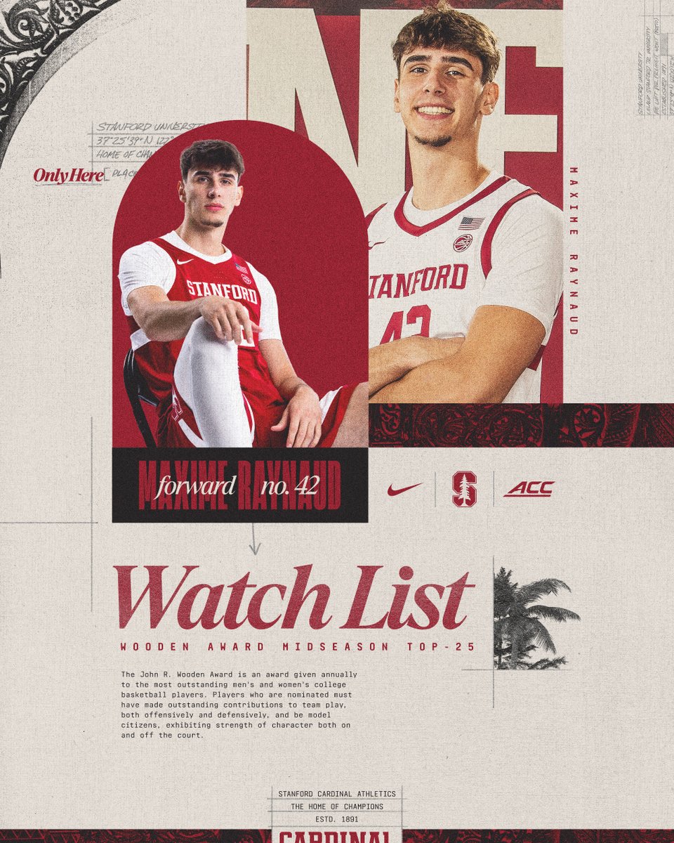 Allez-y Maxime🌲

<a href="/maximeraynaud42/">Maxime Raynaud</a>  has been named to the
<a href="/WoodenAward/">John R. Wooden Award</a> Midseason Top 25 Watch List! 

#GoStanford