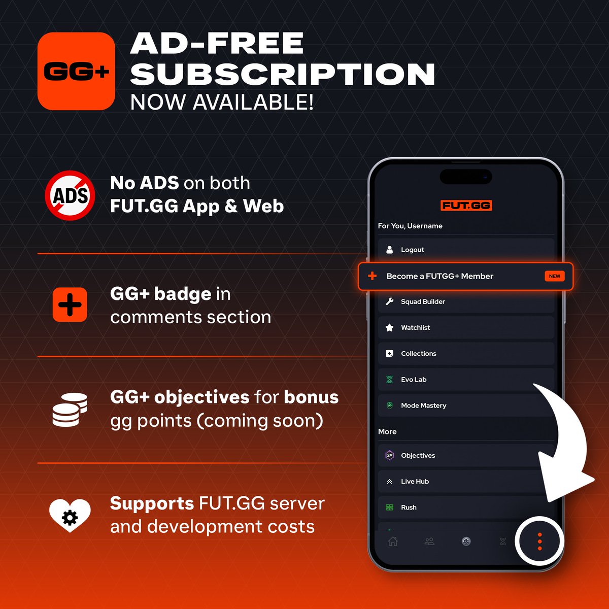 FUTxGG's tweet image. 🚨🚨🚨 Become a GG+ Member 🫡

Loads of you wanted to go ad free &amp;amp; support development — and now you can! 🤝