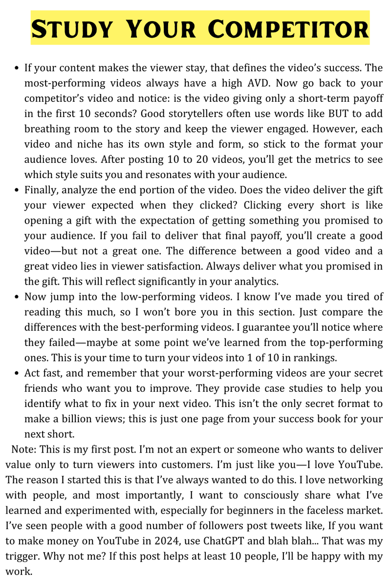 If you analyze the first 10 seconds of all the top performing videos

Congratulations you’ve stepped onto the second stone, which is AVD (Average View Duration).

PAGE : 2