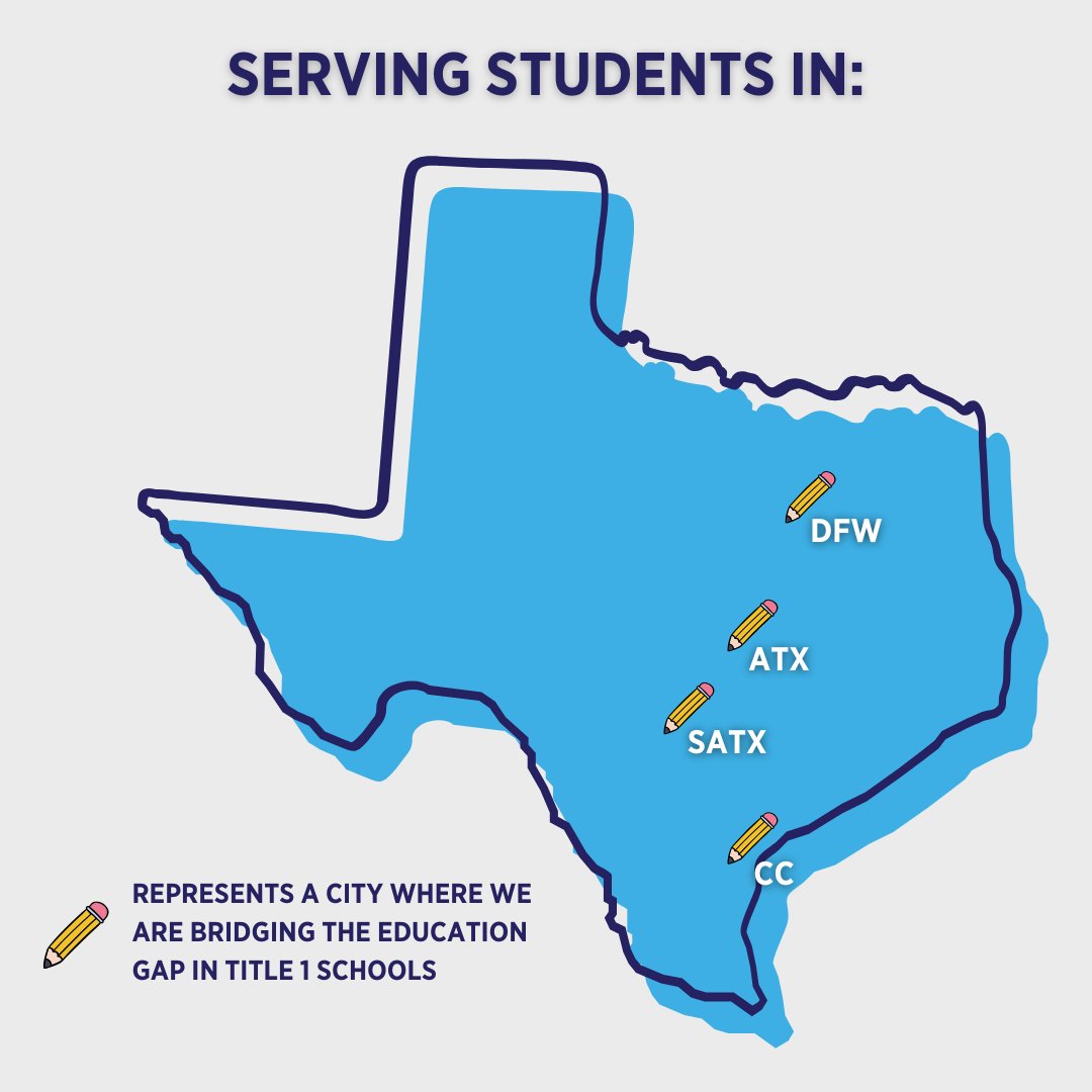 From one city to four – 28 years of growing our Texas-sized dream! 📍We now serve 700K+ students in San Antonio, DFW, Corpus Christi, and Austin through programs that make education equal for all.

#EducationEquality #Education #TexasEducation #Nonprofit