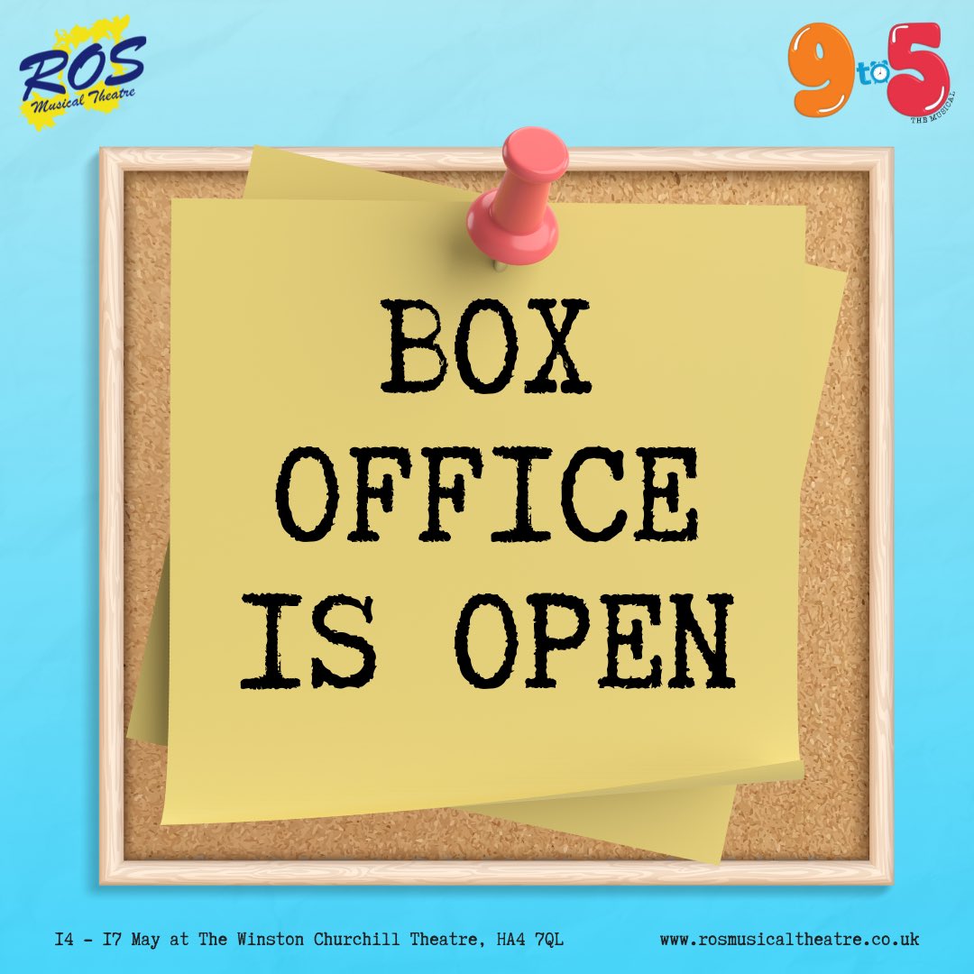 rosmusical's tweet photo. 🎶IT’S TIME🎶

Our Box Office for 9 to 5 is officially open! Get your tickets now at https://t.co/hCjMr0jEpc 

#rosmusicaltheatre #ruislipoperaticsociety #ros #musicaltheatre #amdram #hillingdon #ruislip #9to5 #9to5musical #9to5themusical #dollyparton #working9to5 https://t.co/eIwiN1b9j2