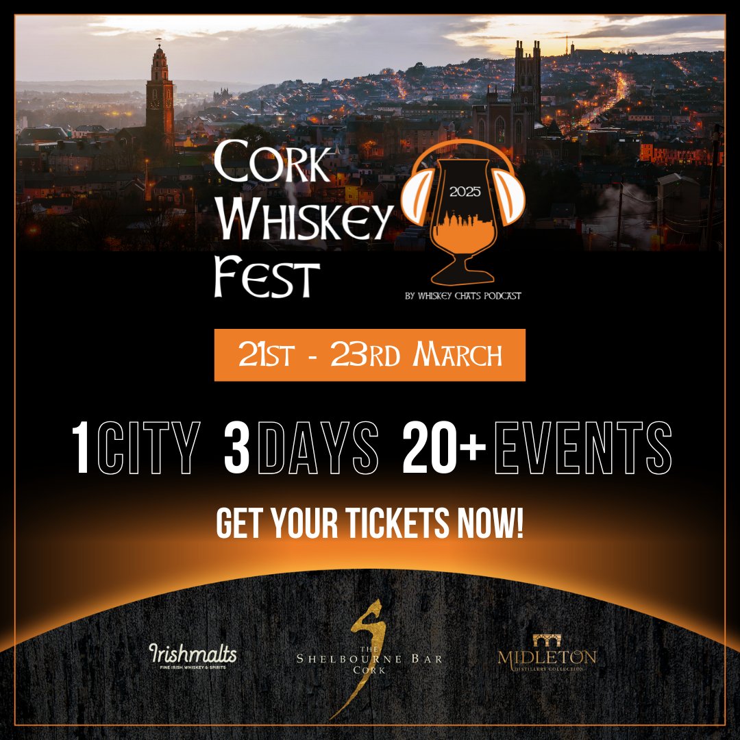 The third annual Cork Whiskey Fest is back from 21st - 23rd March 2025 across Cork City's MacCurtain Street.  A special 25% discount for all Emergency Services personnel to our Brand Expo &amp; Social events on 21st &amp; 22nd March 2025!
Book now corkwhiskeyfest.com/tickets with service ID.