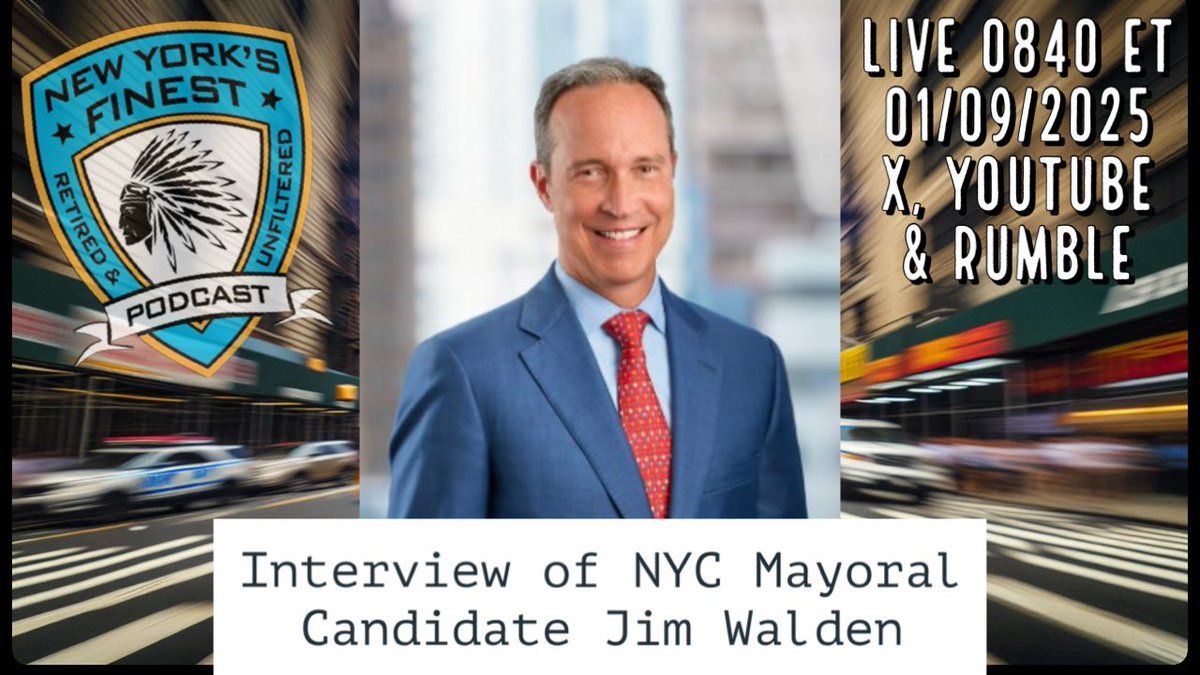 Join #TheFinestUnfiltered tomorrow morning @ 0805 ET at 0840 candidate for NYC Mayor Jim Walden <a href="/jimfornyc/">Jim Walden</a> will join us to discuss his platform. Jim is already making waves in his campaign to be <a href="/NYCMayor/">Mayor Eric Adams</a> so we have a lot to discuss. Join the live chat on X, YouTube or Rumble to