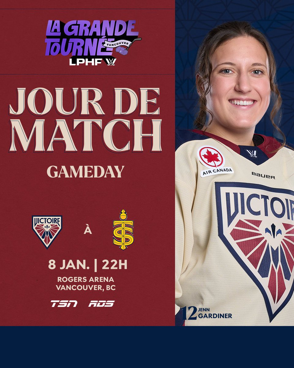 x - Victoire de Montréal (@pwhl_montreal) on Twitter photo Jour de match à VANCOUVER! Gameday in VANCOUVER!
🆚 <a href="/PWHL_Toronto/">Toronto Sceptres</a>
📍 <a href="/RogersArena/">Rogers Arena</a>
🕖 7:00 p.m PT | 10:00 p.m ET
📺 <a href="/RDSca/">RDS</a> <a href="/TSN_Sports/">TSN</a> Jour de match à VANCOUVER! Gameday in VANCOUVER!
🆚 <a href="/PWHL_Toronto/">Toronto Sceptres</a>
📍 <a href="/RogersArena/">Rogers Arena</a>
🕖 7:00 p.m PT | 10:00 p.m ET
📺 <a href="/RDSca/">RDS</a> <a href="/TSN_Sports/">TSN</a>