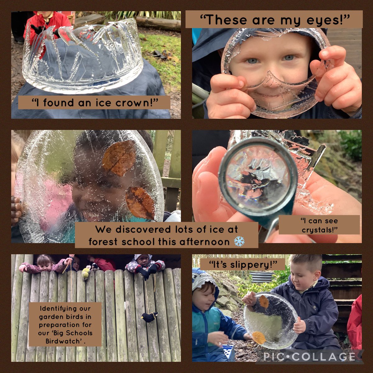 Well it was certainly another cold one at forest school this afternoon. We made lots of ice discoveries and preparations for our Big Schools Birdwatch. Our seasons offer a wealth of unique learning opportunities. Weather concepts, seasonal change and environmental awareness. #OL