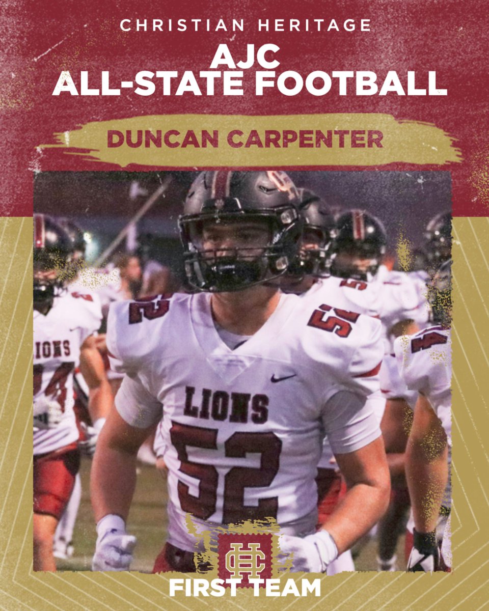 The Atlanta Journal-Constitution has named Linebacker Duncan Carpenter to their All-State Football Team! Congratulations, Duncan you make us all so proud! #BuiltDifferent #AthleticsThatBuild #LIONpride