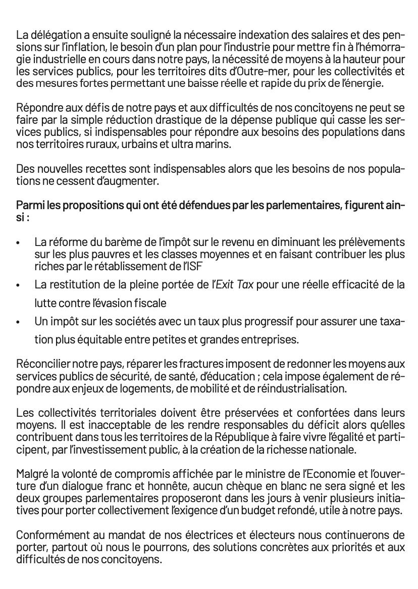 Rencontre avec le ministre <a href="/Eric_R_Lombard/">Eric Lombard</a> : nous ne signerons aucun chèque en blanc !