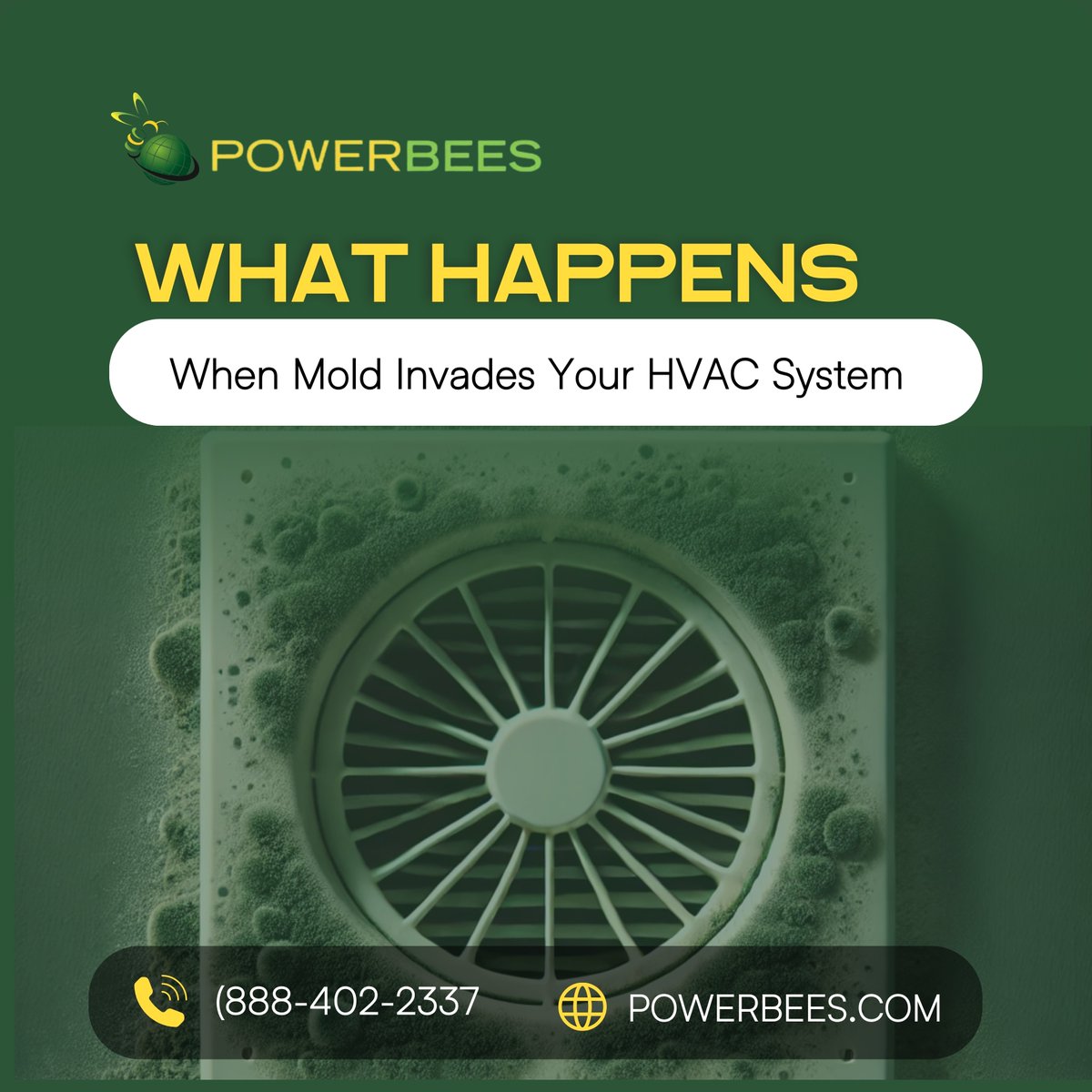 Powerbees's tweet image. Mold inside your HVAC system is more than just a nuisance it's a health hazard. When mold grows in your ducts, it can spread harmful spores throughout your home every time you turn on the heat or AC. 😱 

This could lead to respiratory issues, allergies, and even structural da...