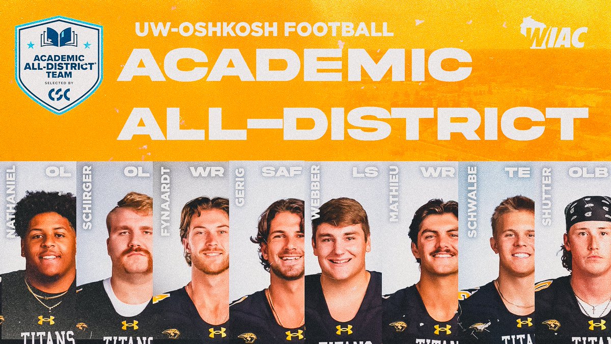 UW-Oshkosh Football (@uwofootball) on Twitter photo For the 2nd straight year, Titan Football stands at the top of the WIAC in Academic All-District <a href="/CollSportsComm/">College Sports Communicators</a> honors! ๐
#GoldStandard | #BeTheOne For the 2nd straight year, Titan Football stands at the top of the WIAC in Academic All-District <a href="/CollSportsComm/">College Sports Communicators</a> honors! ๐
#GoldStandard | #BeTheOne