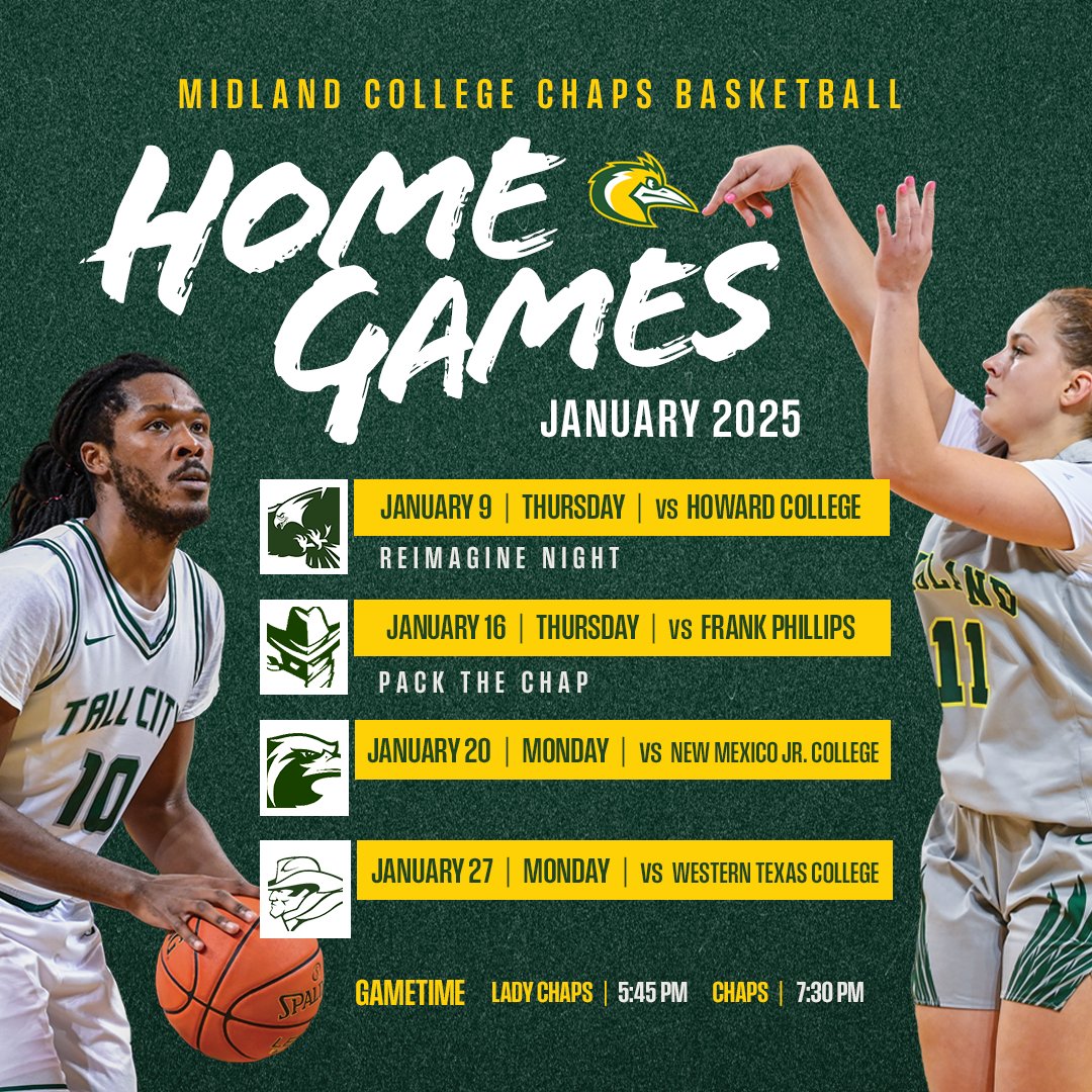 MC Basketball has an action-packed home game schedule this January!  🏀 Save the dates now so you don’t miss a single moment of the excitement. 

#GoChaps👌