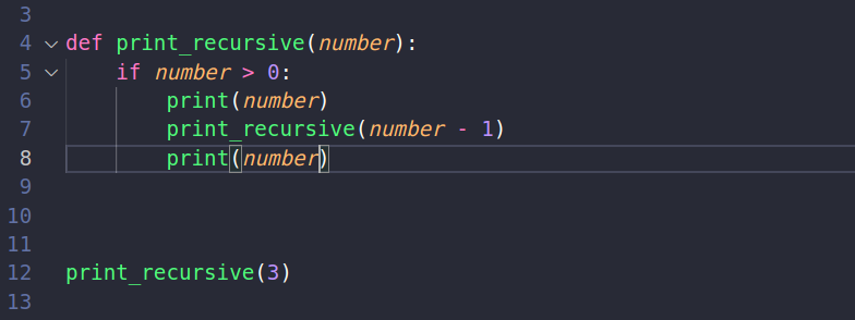uttam_py's tweet image. What will be the output if you call print_recursive(3)?🤔