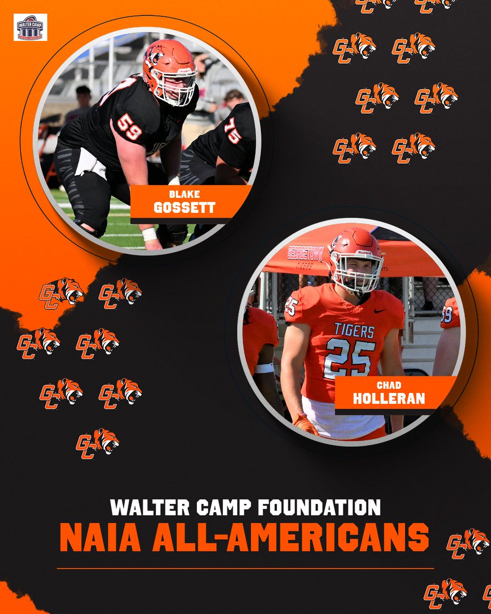 Blake Gossett and Chad Holleran have been named to the inaugural Walter Camp Foundation NAIA All-American Team. Congratulations to both on another All-American honor! #TigerPride