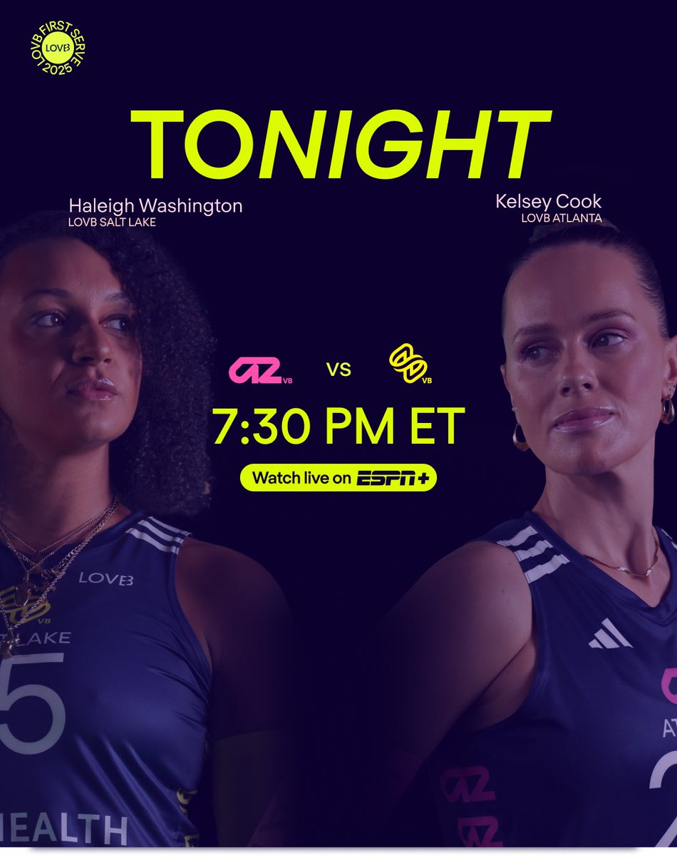 If you’re not watching <a href="/lovbatl/">LOVB Atlanta Volleyball</a> vs <a href="/lovbsl/">LOVB Salt Lake Volleyball</a> tonight what are you doingggggg 🩷💛

Tell your friends to tell your friends to tune in TONIGHT at 7:30p ET on ESPN+