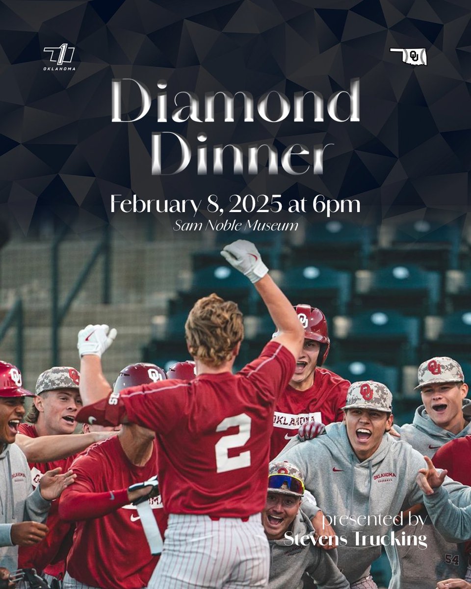1Oklahoma (@join1oklahoma) on Twitter photo For the first time since 2020, the Diamond Dinner is back! Join us, <a href="/OU_Baseball/">Oklahoma Baseball</a>, & Coach Skip Johnson on Feb. 8 as we honor Sooner Baseball’s legacy and preview their inaugural SEC season.
⏰ February 8th, 2025
📍 Sam Noble Museum
🎟️ ouath.at/DiamondDinner For the first time since 2020, the Diamond Dinner is back! Join us, <a href="/OU_Baseball/">Oklahoma Baseball</a>, & Coach Skip Johnson on Feb. 8 as we honor Sooner Baseball’s legacy and preview their inaugural SEC season.
⏰ February 8th, 2025
📍 Sam Noble Museum
🎟️ ouath.at/DiamondDinner