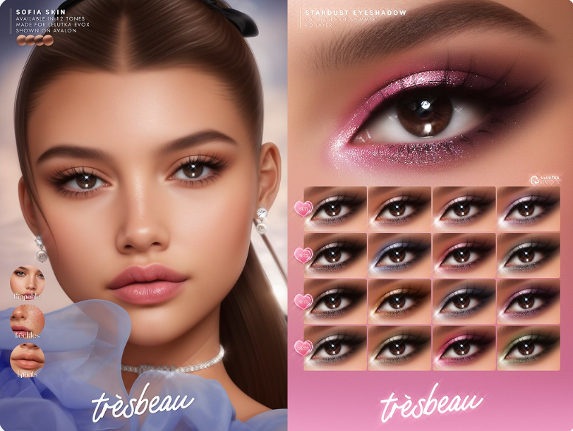 Tres Beau: Sofia Skin &amp; Stardust Eyeshadow @ C88〡Taxi: maps.secondlife.com/secondlife/8%2…
#secondlife #metaverse #tresbeau #C88 #slevent #slcontent #kawaiifeed