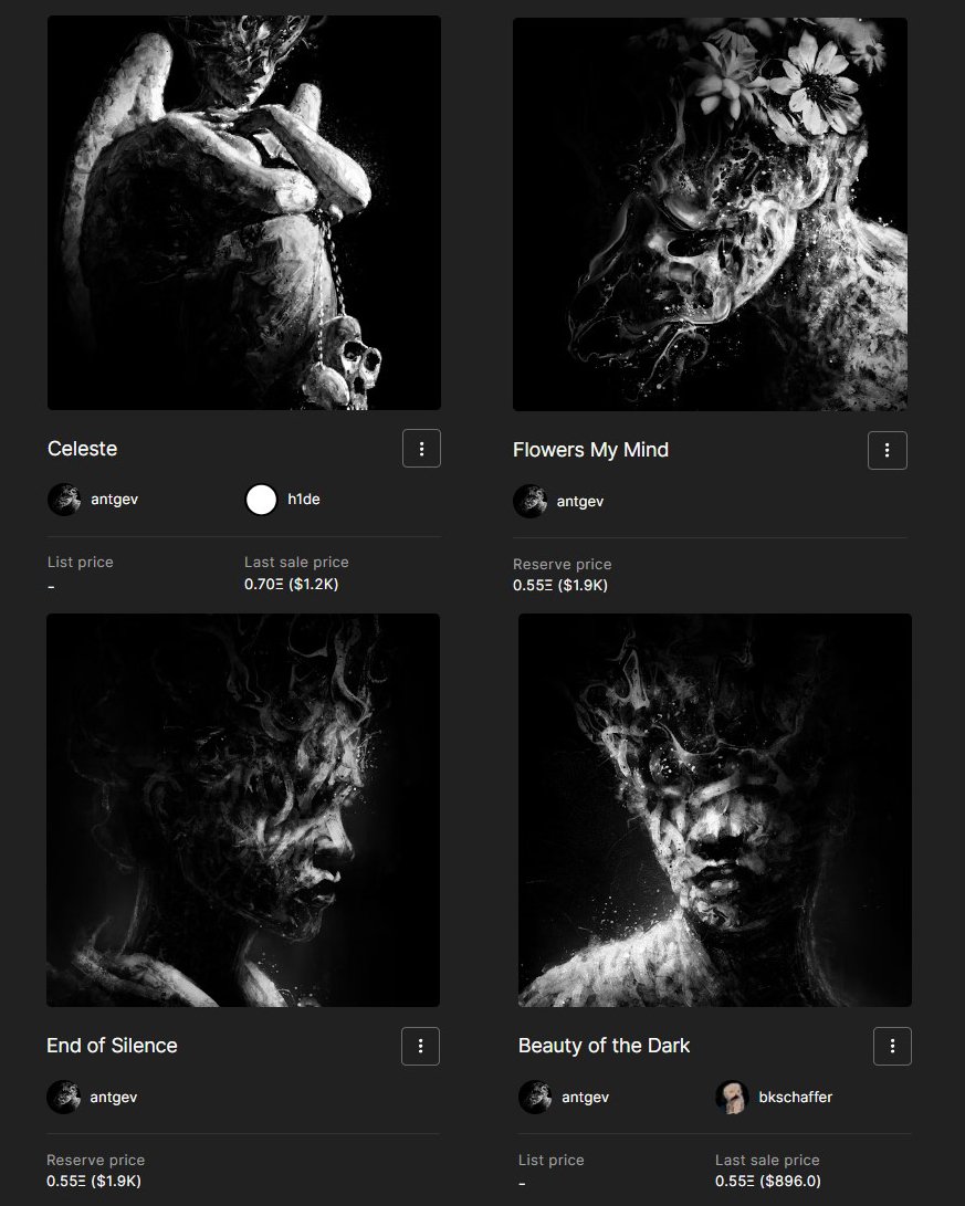 Some of my 1/1 pieces on SuperRare