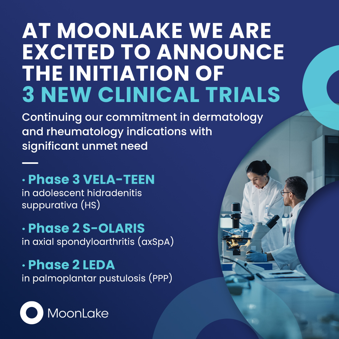 For #Media #Investors
We are excited to announce that we have initiated 3 new clinical trials and further expanded our portfolio of indications. ir.moonlaketx.com/news-releases/…

#MLTX #MoonLake #2025 #Nanobody® #PsA 
#HS #IL17F
