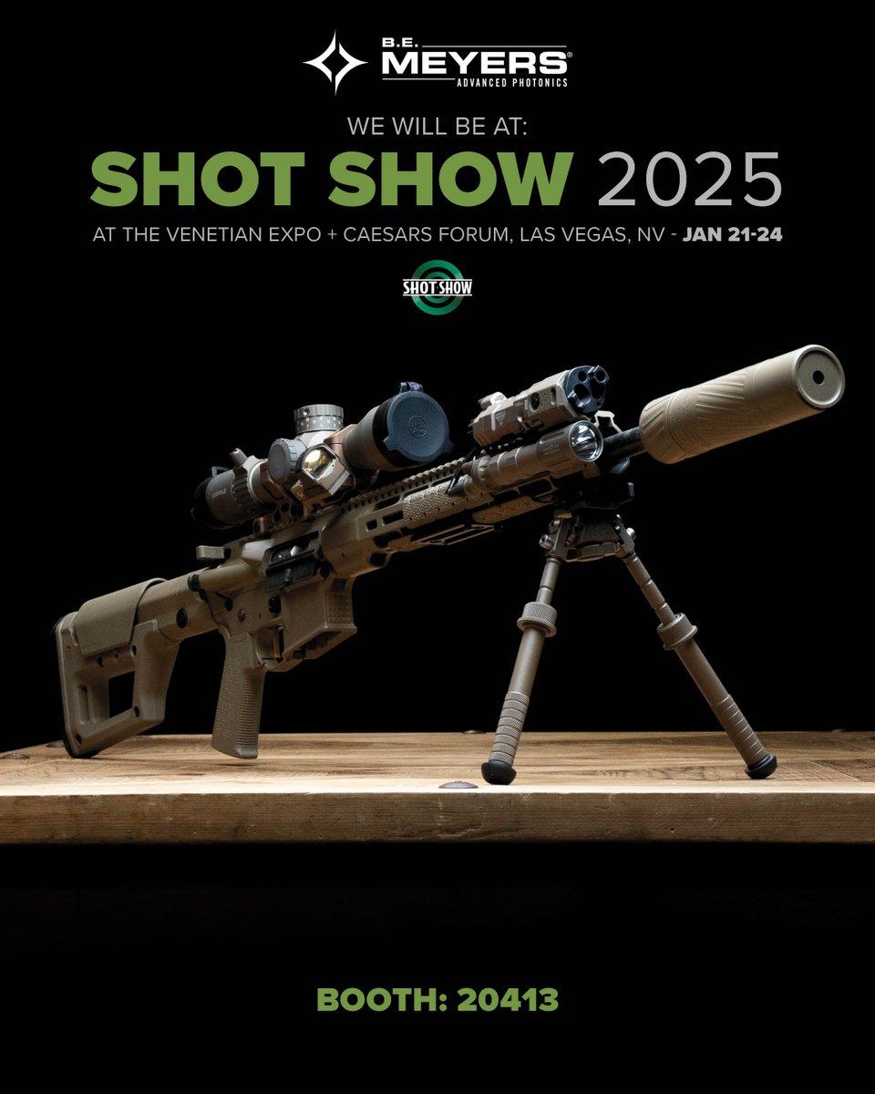 B.E. Meyers & Co Inc (@bemeyersco) on Twitter photo Come join us at SHOT.
We'll be at Booth 20413! #BEMEYERS
To schedule a meeting, please contact: INFO@BEMEYERS.COM
#ShotShow #Vegas #Photonics #Laser #Defense Come join us at SHOT.
We'll be at Booth 20413! #BEMEYERS
To schedule a meeting, please contact: INFO@BEMEYERS.COM
#ShotShow #Vegas #Photonics #Laser #Defense