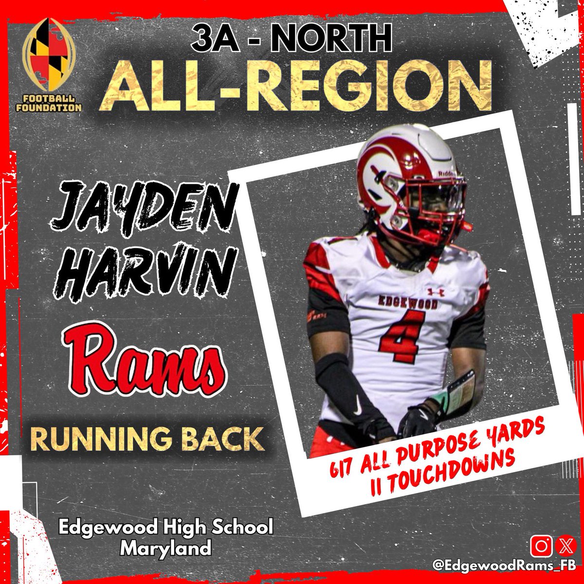 EdgewoodRams_FB's tweet photo. Offensive Selections:
#2 - Mike Robinson - Athlete @mcrobinson2026 
#4 - Jayden Harvin - Running Back @0motionjay 
#59 - Terrence Powell - Center/OL @TerrenceP55 https://t.co/7tSNcDHvTp