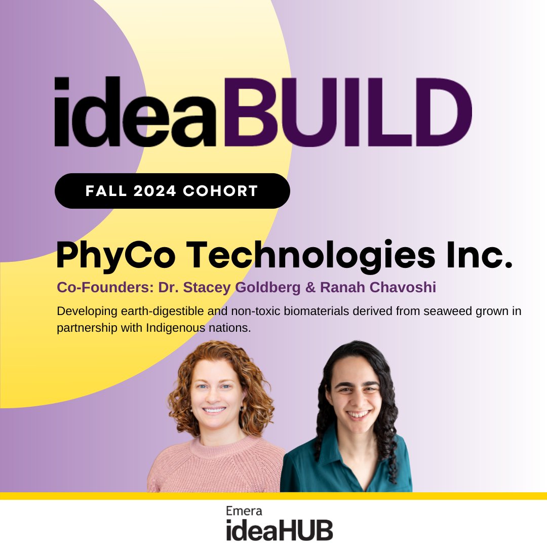 Join us in welcoming Dr. Stacey Goldberg &amp; Ranah Chavoshi, Co-founders of PhyCo Technologies Inc., to our Fall 2024 #ideaBUILD Cohort 👏 We look forward to supporting this #CleanTech startup on their product development journey at the Emera ideaHUB! #Innovation