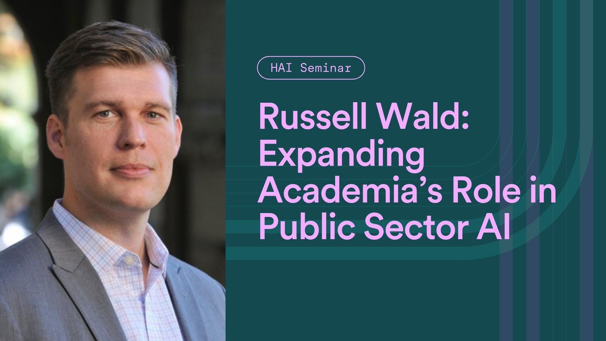 Stanford HAI (@stanfordhai) on Twitter photo Industry’s dominance in AI could potentially skew AI governance toward industry interests rather than public good. How do we fix this? On Jan. 15, <a href="/StanfordHAI/">Stanford HAI</a>'s <a href="/russellwald/">Russell Wald</a> will present recommendations for expanding academia’s role in public sector AI. stanford.io/405ABJf Industry’s dominance in AI could potentially skew AI governance toward industry interests rather than public good. How do we fix this? On Jan. 15, <a href="/StanfordHAI/">Stanford HAI</a>'s <a href="/russellwald/">Russell Wald</a> will present recommendations for expanding academia’s role in public sector AI. stanford.io/405ABJf