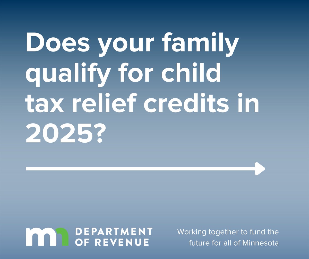 The Minnesota Department of Revenue offers tax benefits for parents who have purchased school supplies for their K-12 students. SAVE YOUR RECEIPTS! 

LEARN MORE - ow.ly/BsEF50UBTZx 

Made available through a grant provided by the state of Minnesota. #childtaxcredit