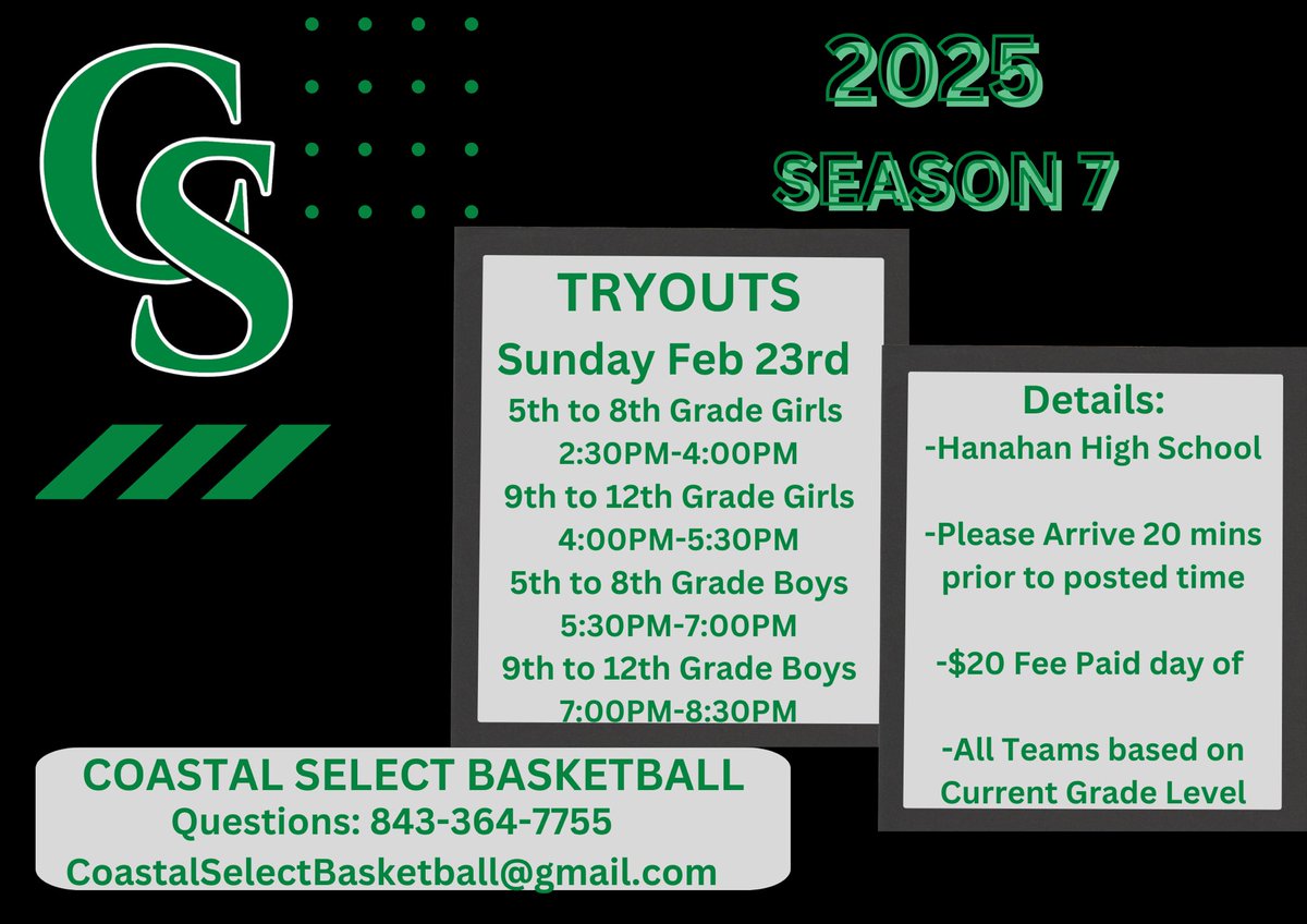 Season 7 
Boys and Girls Teams 5th to 12th grade. 

…talselectbasketball.teamsnapsites.com/tryouts/