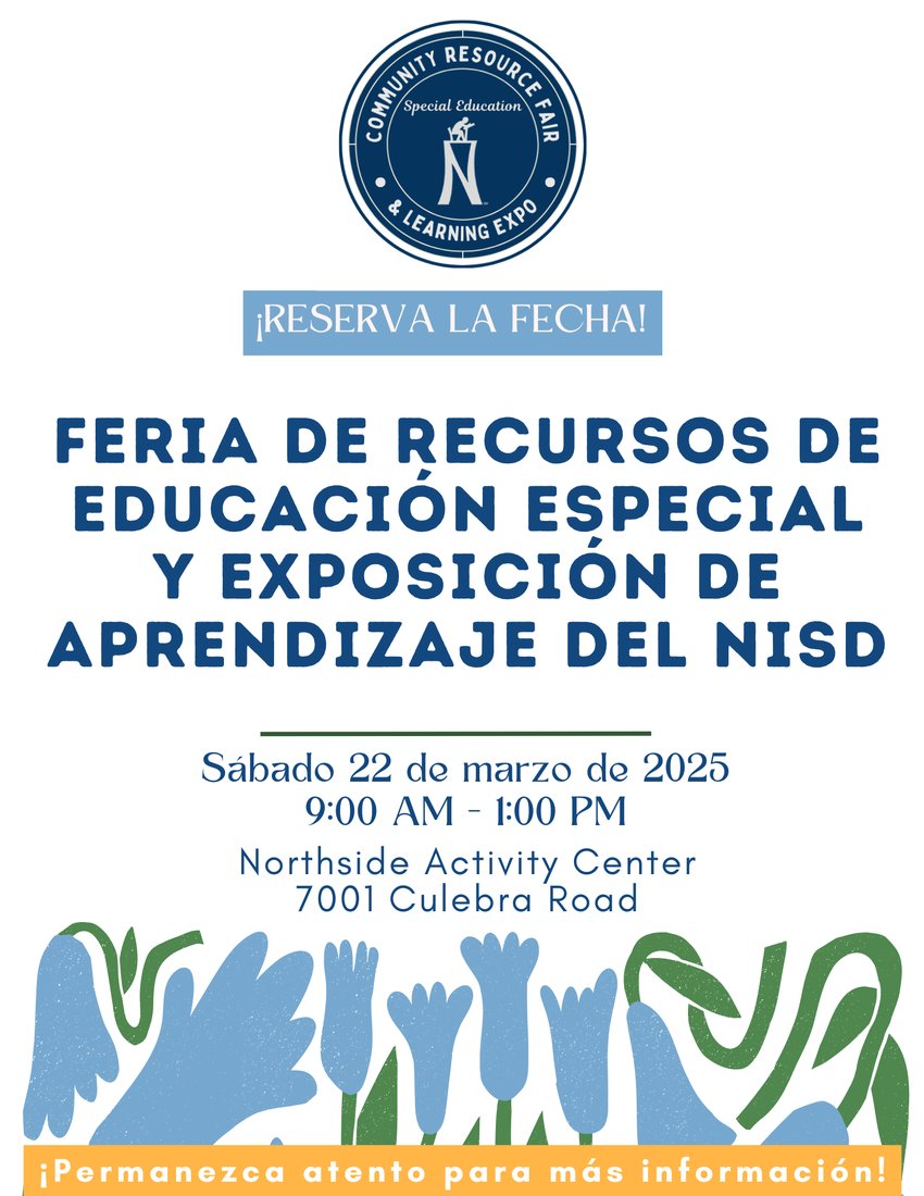 Valerie Rodriguez (@valerierod75) on Twitter photo ⭐️SAVE THE DATE for the NISD Community Resource Fair and Learning Expo. There will be 50+ vendors, a parent panel, door prizes, concessions, a sensory room, sessions on Medicaid and SSI, and much more!⭐️ <a href="/NISDSpecialEd/">NISD Special Ed</a> <a href="/NisdPac/">NISD Parent Advisory Committee (PAC)</a> <a href="/NISD/">Northside ISD</a> ⭐️SAVE THE DATE for the NISD Community Resource Fair and Learning Expo. There will be 50+ vendors, a parent panel, door prizes, concessions, a sensory room, sessions on Medicaid and SSI, and much more!⭐️ <a href="/NISDSpecialEd/">NISD Special Ed</a> <a href="/NisdPac/">NISD Parent Advisory Committee (PAC)</a> <a href="/NISD/">Northside ISD</a>