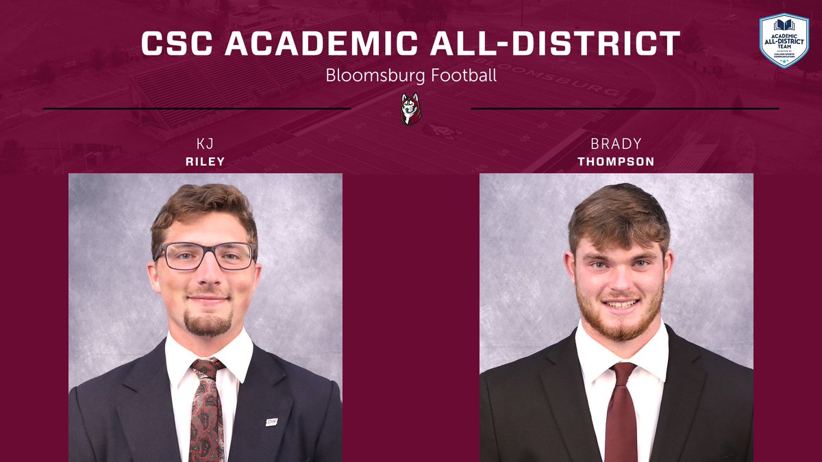 FBALL: Brady Thompson and KJ Riley earn @CSCCareers Academic All-District honors for @bloomufootball following standout seasons on the field and in the classroom. 

READ MORE: tinyurl.com/53xjhbxm

#Unleashed