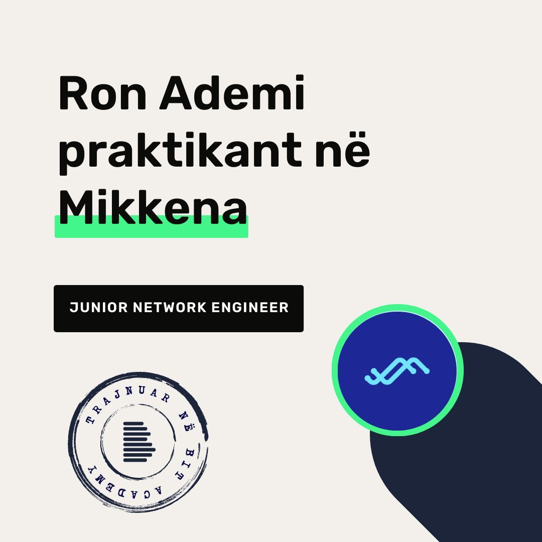 bitacademypage's tweet image. Ron Ademi sapo ka filluar praktikën si Junior Network Engineer në Mikkena!
Në BIT Academy, Roni ka përfunduar me sukses trajnimin për rrjeta kompjuterike Cisco CCNA me ligjërues Korab Osmanaj.
Të urojmë suksese të vazhdueshme në karrierën tënde, Ron! 👏
#BITAcademy #Cisco