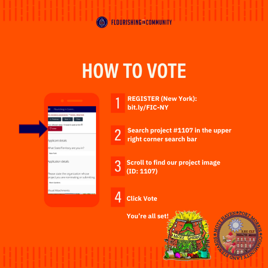 🌟More Gardens, in collaboration with us, has been nominated for the $75,000 Flourishing in Community Grant! Your vote can secure $75K for their free family nature program, 'Rise Up! Forest the Bronx!' in the Mott Haven and Port Morris neighborhoods.🌟

Spread the word !
