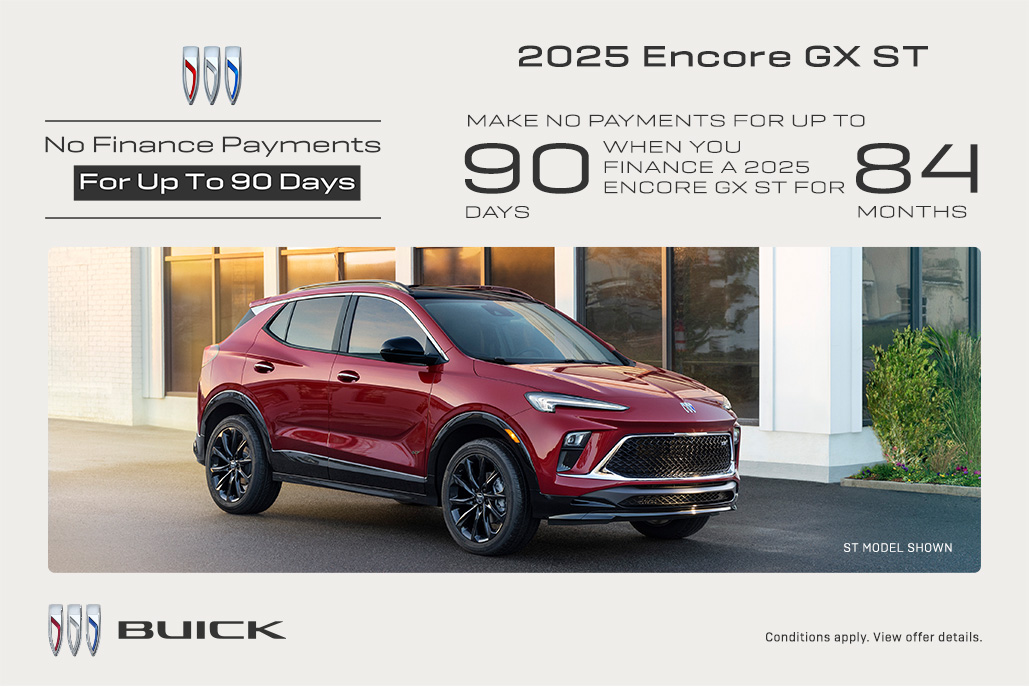 Drive Now, Pay Later!
Enjoy No Finance Payments for Up to 90 Days* on all new 2024 &amp; 2025 Chevrolet, Buick, and GMC models!
Whether you're looking for a stylish upgrade or a brand-new ride, now’s the perfect time to drive away without the financial worry. 

☎️1-800-350-3325