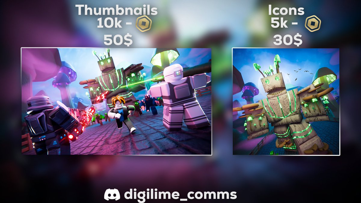 digiLime_gfx's tweet image. Hi guys 👋
I've been on a break since last year and now I'm back on the track.
This thumb+icon I made for @ZombieZoneRBLX is my first gfx of 2025! (Likes and retweets appreciated!)
With it I have updated my prices as well.
#RobloxArt #RobloxDev #RobloxGFX