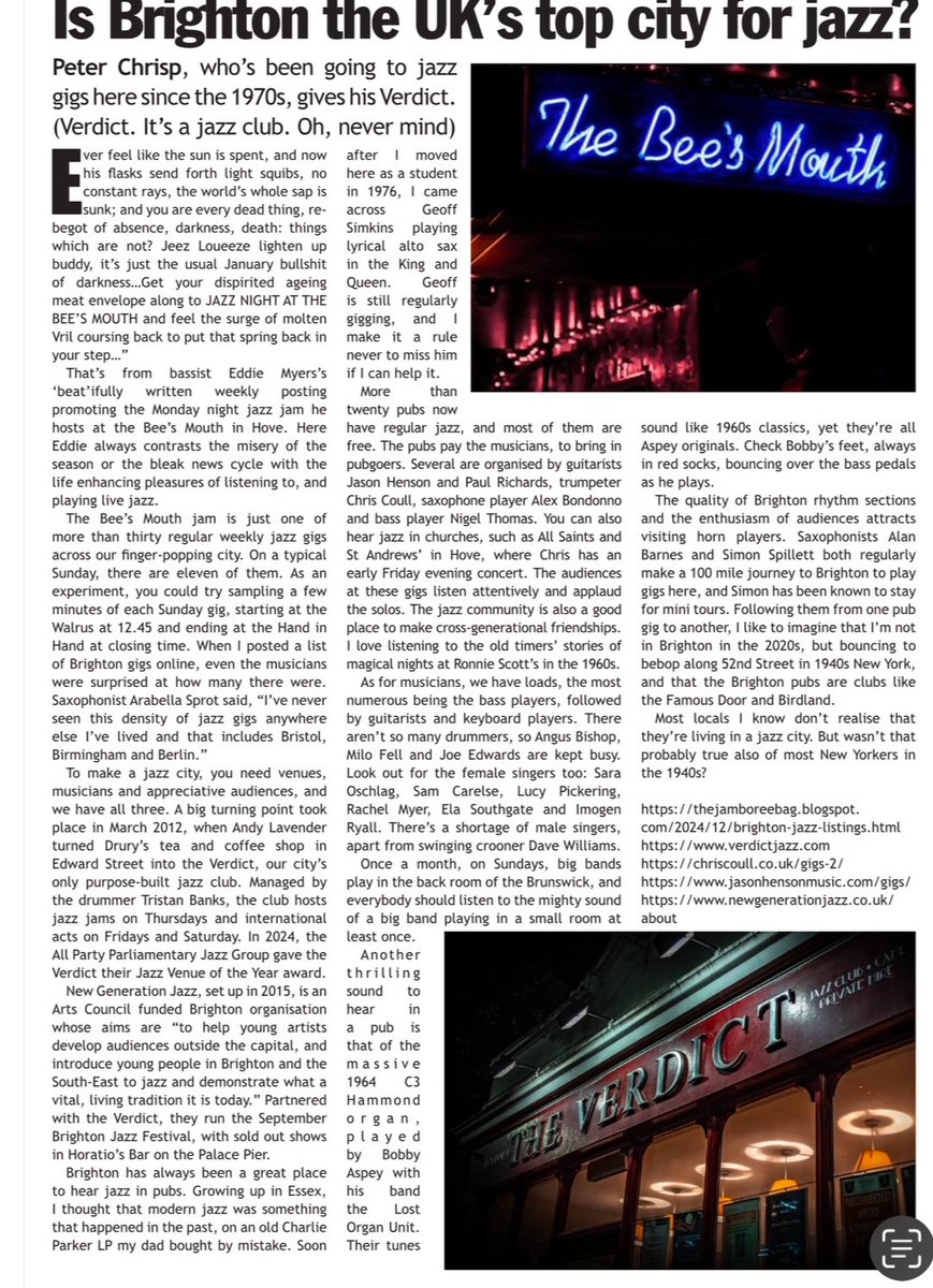 My fourth article for the West Hill Whistler is a celebration of Brighton’s astonishing jazz scene. viewer.joomag.com/the-whistler-j…