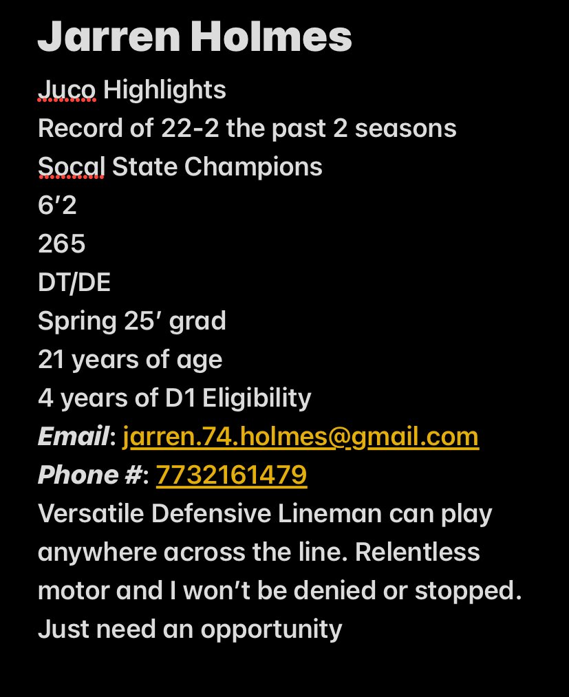 jarren_74's tweet image. Looking for a HOME 🏠. Blessed to have played at the best juco in the country, and being coached by the best in the business. Take a look at my film you won’t be disappointed @CoachLone @OfficialBobbyP @CoachLJJohnson @D_DUBB9 @mtsacfootball