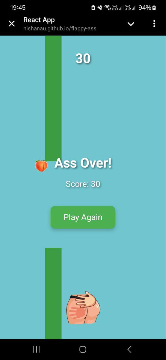 Who can beat this???

Play on mobile 🍑
nishanau.github.io/flappy-ass/