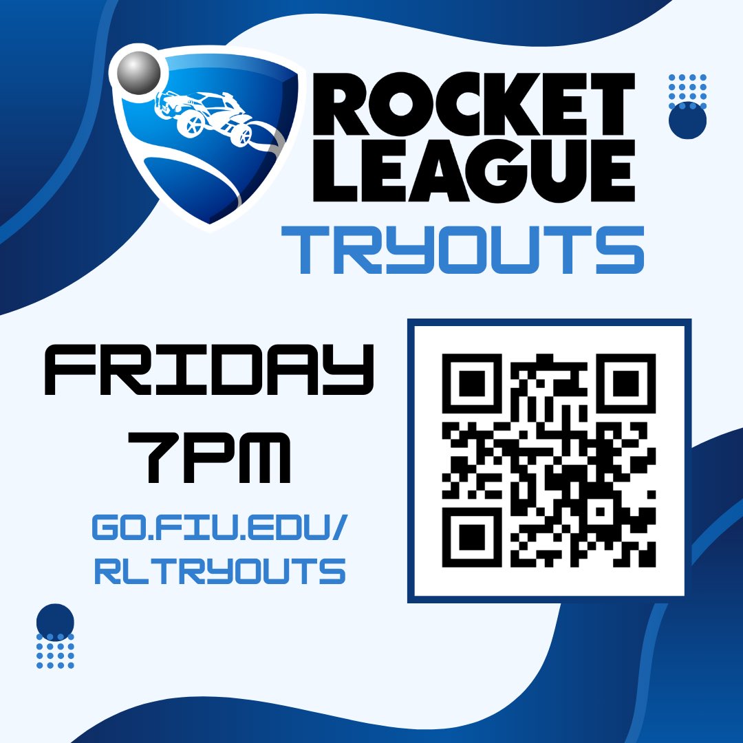 🚨 Attention Panthers 🚨

Our Rocket League team will be holding tryouts on Friday at 7pm on our Esports Discord server. All ranks and skill levels are welcome!

If you are interested, please fill out the form below:
go.fiu.edu/rltryouts

We can't wait to see you there!