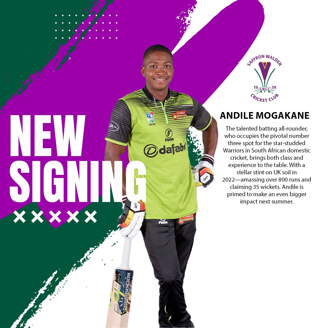 NEW SIGNING ALERT! 🔥
We’re excited to welcome Andile Mogakane to #SWCC!🏏 
The talented batting all-rounder, known for his impressive performances with the Warriors in South African domestic cricket, brings class and experience to the squad💪

#SWCC