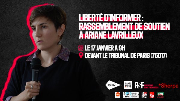 Ariane Lavrilleux (@arialavrilleux) on Twitter photo Comme moi, 27 journalistes ont été convoqués/placés en GAV par la DGSI depuis 2010 - cf <a href="/oliviertesquet/">Olivier Tesquet</a>
Ces intimidations indignes d'une démocratie doivent cesser !
Rassemblons-nous pour défendre la liberté d'informer le 17 janvier prochain (et me soutenir pdt mon audition) Comme moi, 27 journalistes ont été convoqués/placés en GAV par la DGSI depuis 2010 - cf <a href="/oliviertesquet/">Olivier Tesquet</a>
Ces intimidations indignes d'une démocratie doivent cesser !
Rassemblons-nous pour défendre la liberté d'informer le 17 janvier prochain (et me soutenir pdt mon audition)