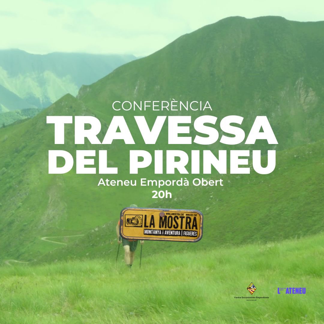 🗣️LA TRAVESSA DEL PIRINEU
📆 Dijous 23 de gener, 20 h
📍L'Ateneu Empordà Obert

👉🏽A càrrec de Narcís Blavi i David Garriga. L’estiu del 2024, varen sortir del mediterrani i tot resseguint el GR10 varen arribar a Hendaia.

👥Organitza: La Mostra, @CEEmpordanes