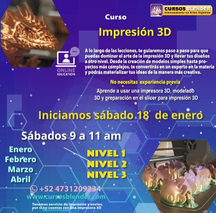 casyopea's tweet image. Tenemos un año preparado de súper cursos,  cursos de los primeros niveles para impresión 3D y modelado de personajes y cursos para niños.

Modelado de personajes N1,2,3  drive.google.com/file/d/17bKrL3…

Impresión 3D N1,2,3 drive.google.com/file/d/1kp6xWE…

Curso para niños drive.google.com/file/d/14fctB5…